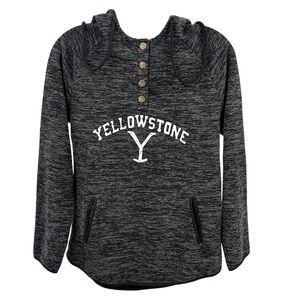 Yellowstone Youth Small Hoodie Drawing String 4 Buttons Pocket Gray Long Sleeves